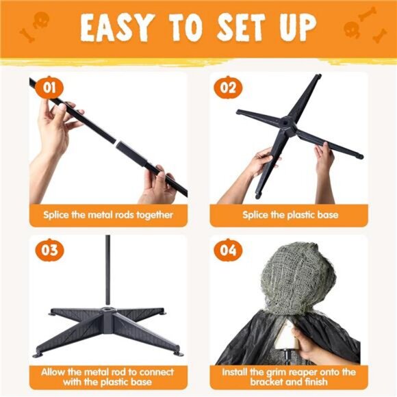 67" Halloween Decorations Outdoor Life Size Animatronics Grim Reaper with Chain - Picture 5 of 7